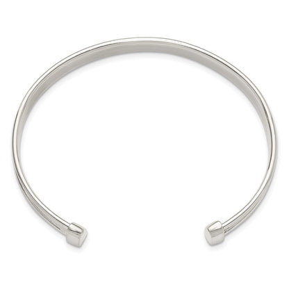 Sterling Silver Polished Textured Cuff Bangle Bracelet