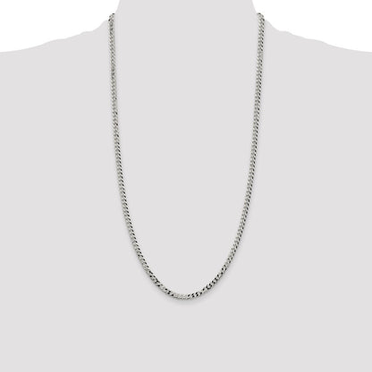 Sterling Silver 4mm Beveled Curb Chain