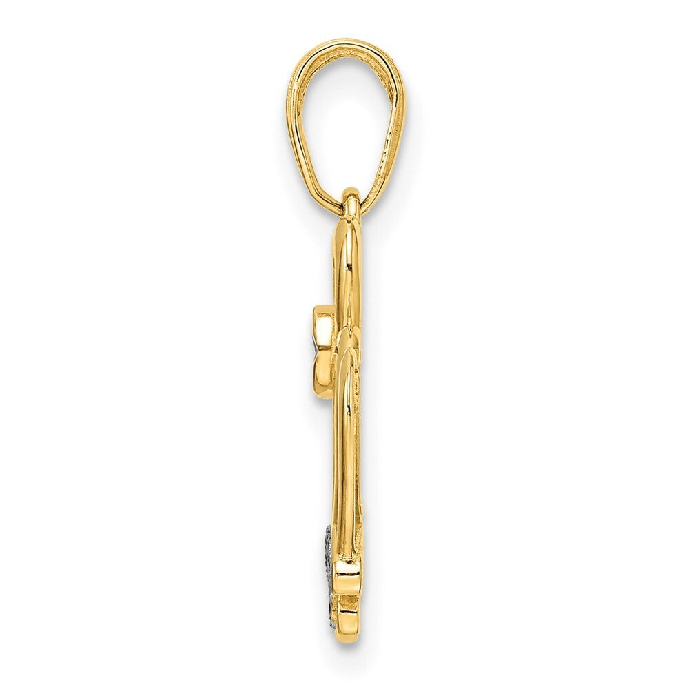 14k Yellow Gold and White Rhodium Diamond-cut Crown Pendant for Women