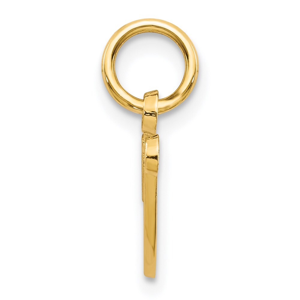 14k Yellow Gold Script Letter V Initial Charm Pendant for Women