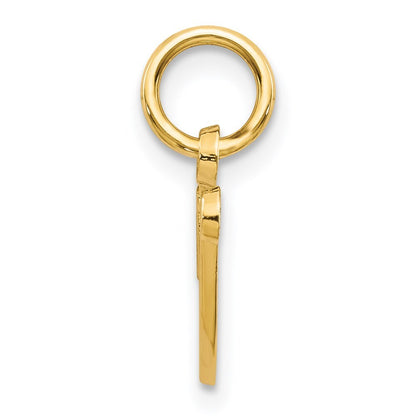 14k Yellow Gold Script Letter V Initial Charm Pendant for Women