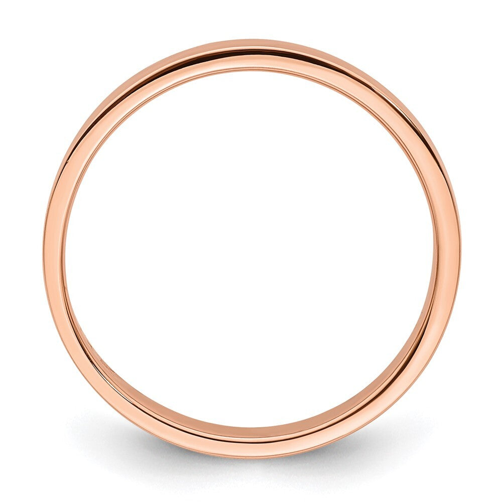 14k Rose Gold 3mm Lightweight Flat Wedding Band Ring Size 7