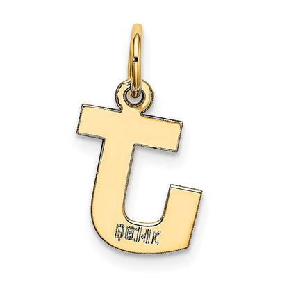 14k Yellow Gold Small Block Letter J Initial Charm Pendant for Women