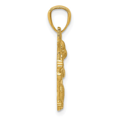 14k Yellow Gold  Textured Koala Pendant