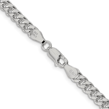 Sterling Silver 5mm Domed w/ Side Diamond-Cut Curb Chain Necklace
