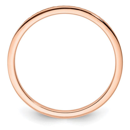 14K Rose Gold 1.2mm Criss-Cross Pattern Stackable Band Size 6