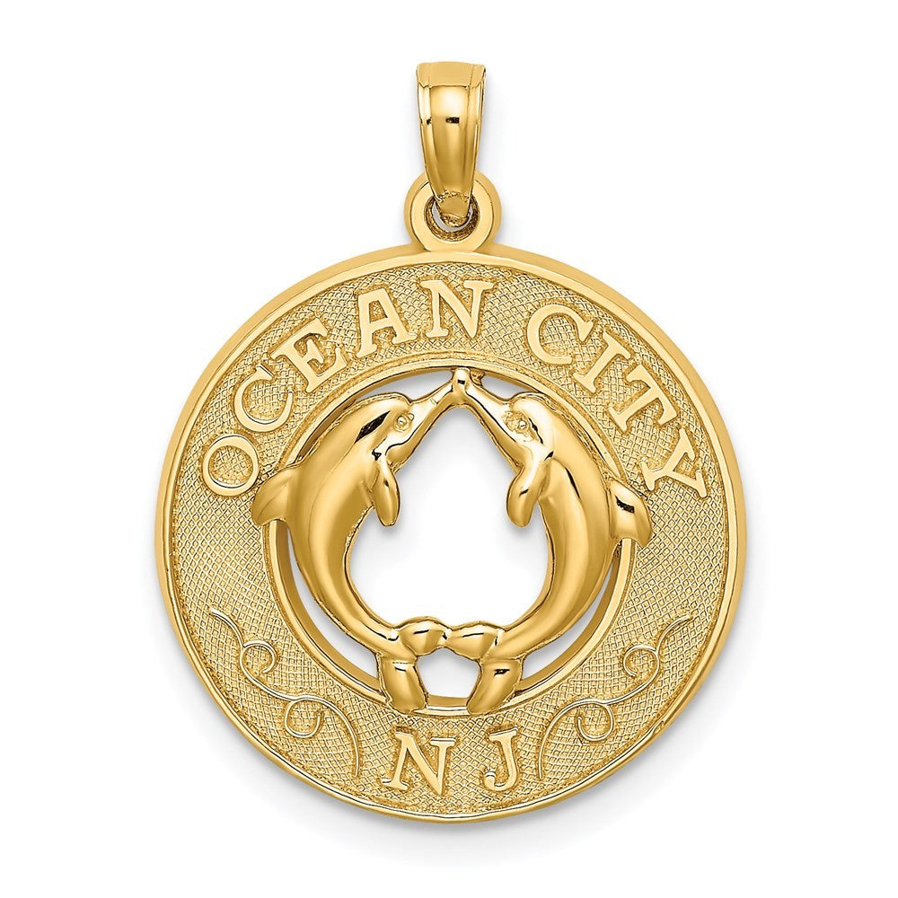 14k Yellow Gold OCEAN CITY, NJ w/ Dolphin Charm