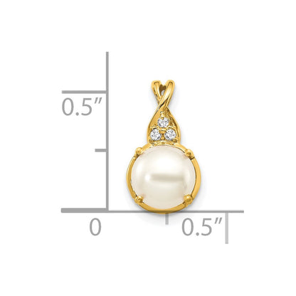 14k Yellow Gold FWC Pearl and Diamond Pendant