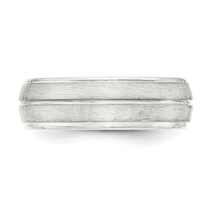Sterling Silver 7mm Brushed Domed Grooved Fancy Band Size 10