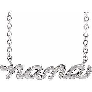 14k White Gold 19.57x4.61 mm Nana 18" Necklace Gift for Women