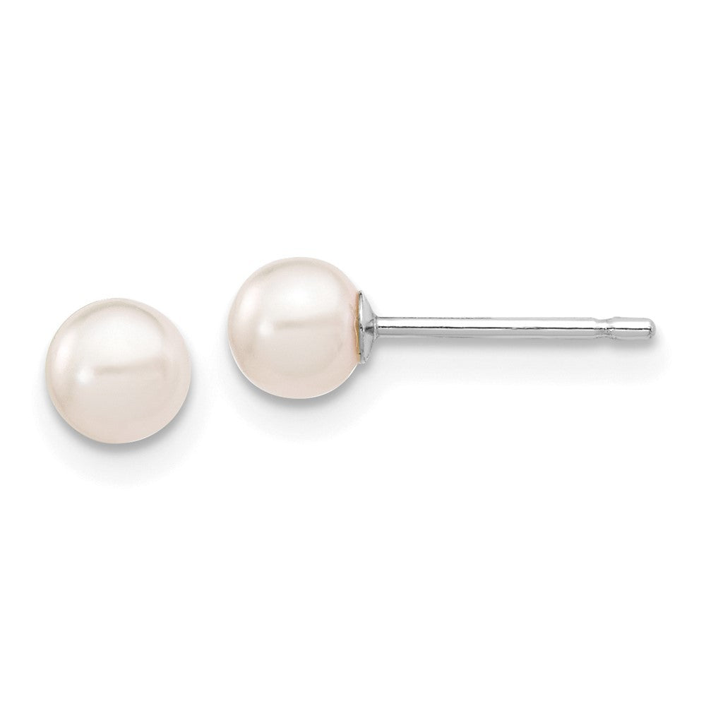 14k White Gold 4-5mm White Round Akoya Saltwater Cultured Pearl Earrings