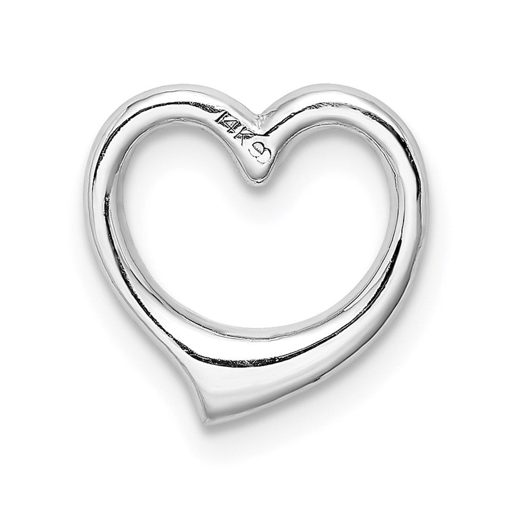 14K White Gold Polished Floating Heart Chain Slide