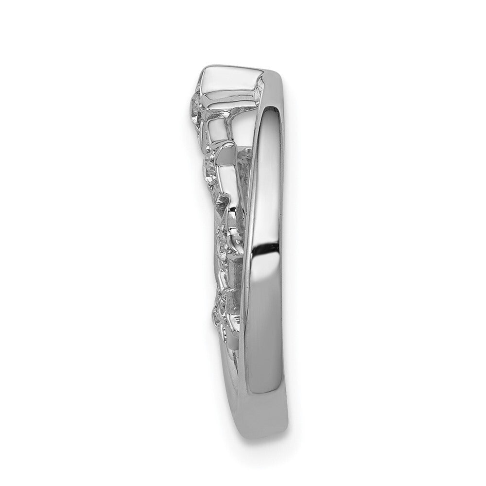 14k White Gold Diamond Stars Chain Slide Pendant for Women