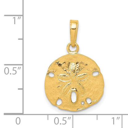 14k Yellow Gold Polished Sand Dollar Pendant for Women