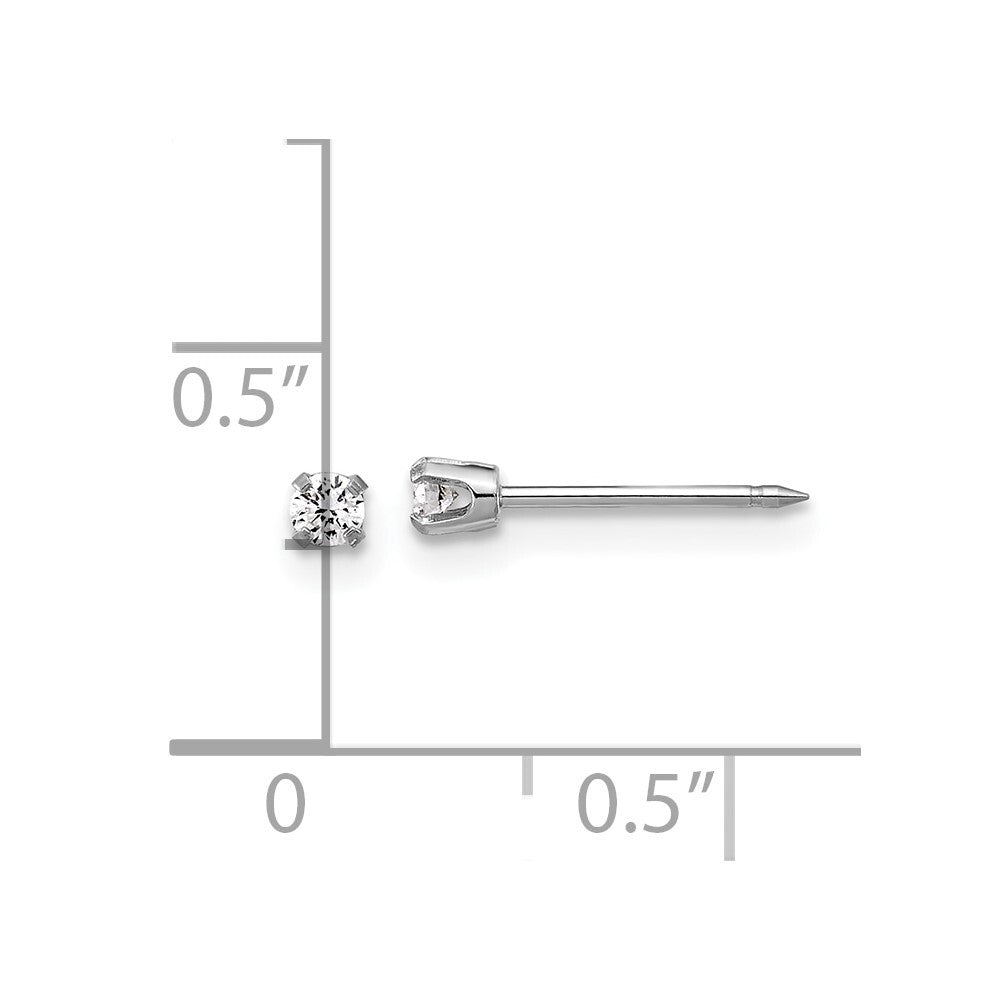14k White Gold 2.4mm .10ct Lab Grown Diamond Short Stud Earrings Gift for Women
