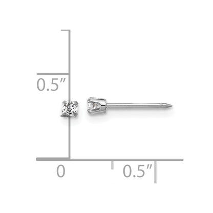 14k White Gold 2.4mm .10ct Lab Grown Diamond Short Stud Earrings Gift for Women