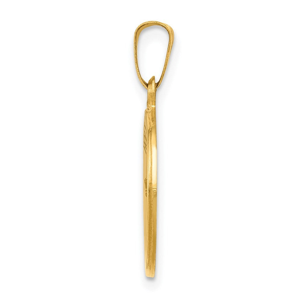 14k Yellow Gold Polished and Satin Holy Communion Medal Hollow Pendant