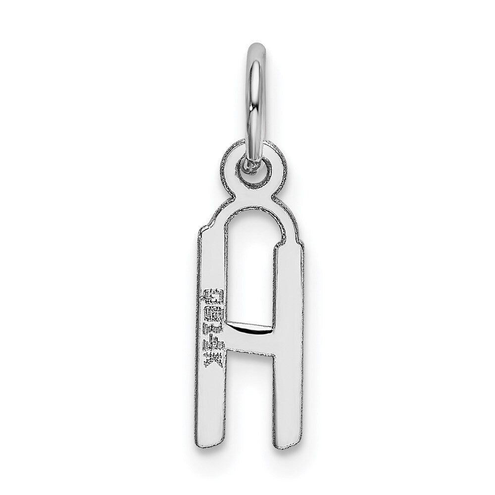 14k White Gold Small Slanted Block Letter H Initial Charm Pendant for Women