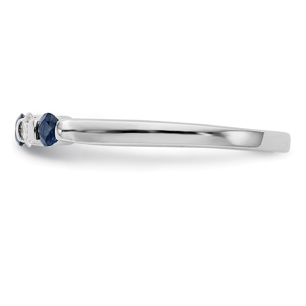 14k White Gold 1/10 carat Diamond and Blue Sapphire Complete Band Size 7