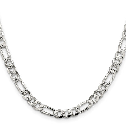 Sterling Silver 5.5mm Flat Figaro Chain Necklace