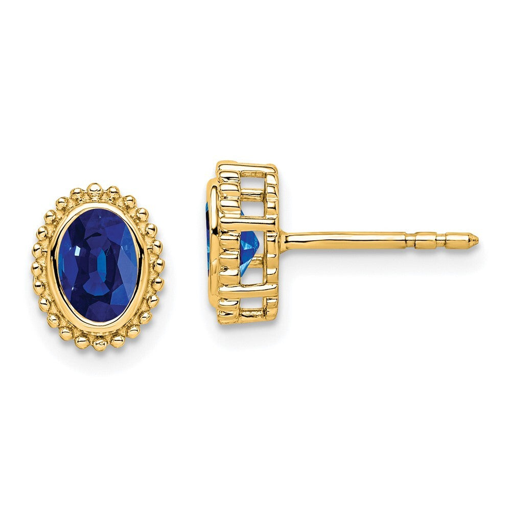 14k Yellow Gold Oval Sapphire Stud Earrings