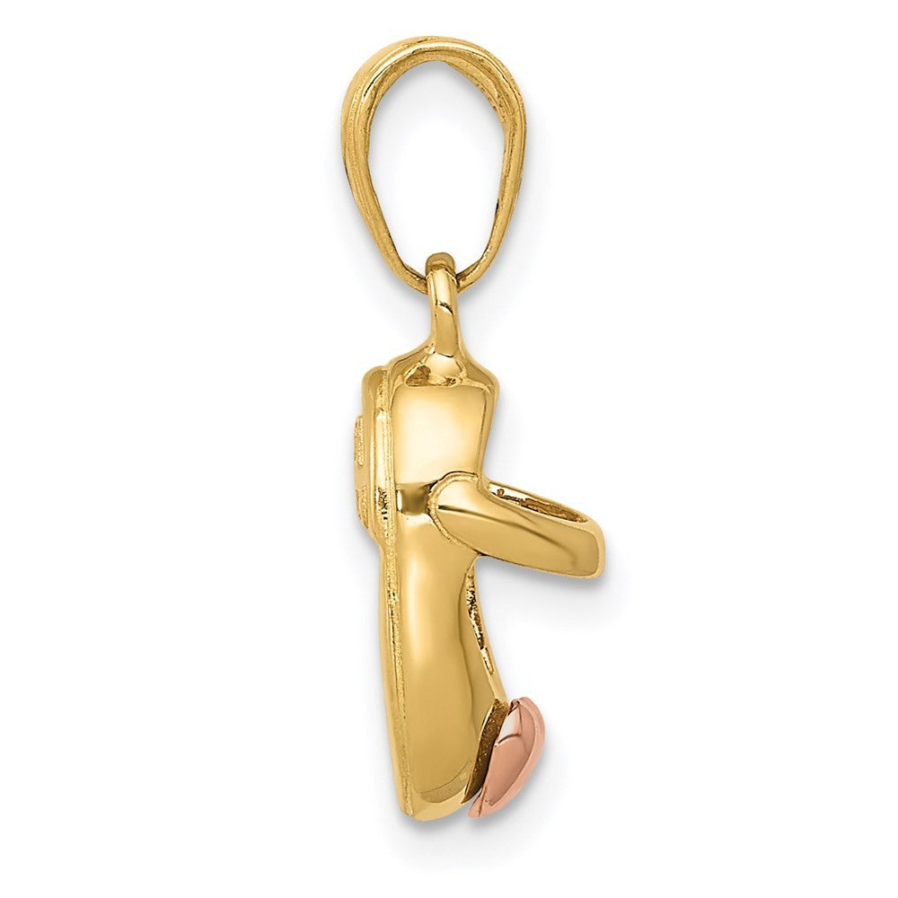 14k  3-D Two-tone Baby Shoe with Heart Charm