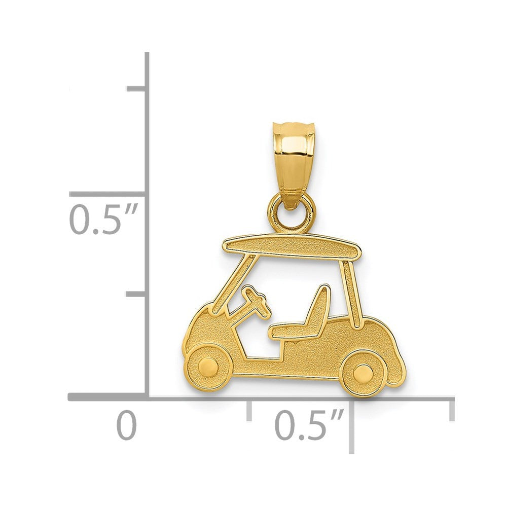 14k Yellow Gold Golf Cart Charm Pendant