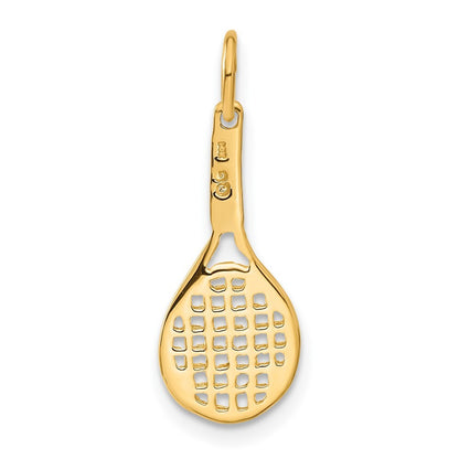 14k Yellow Gold Racquet Charm Pendant for Women