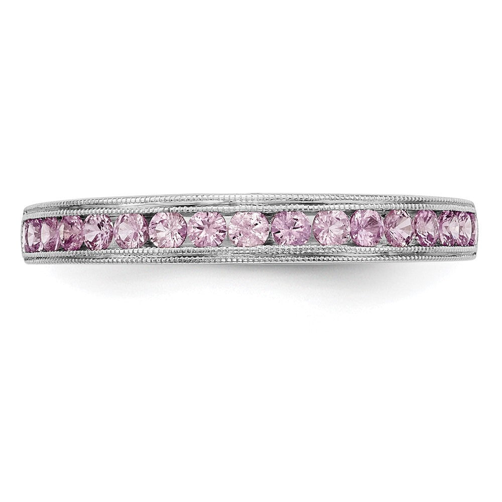 14k White Gold Pink Sapphire Complete Channel Band Size 7