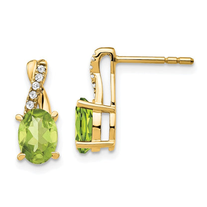 14k Yellow Gold Peridot and Diamond Drop & Dangle Earrings
