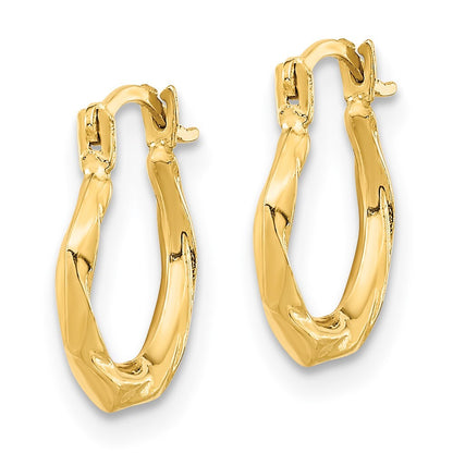 14k Yellow Gold Polished Twist Hoop Earrings Gift for Women