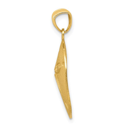 14k Yellow Gold Satin Diamond-cut Sand Dollar Pendant for Women