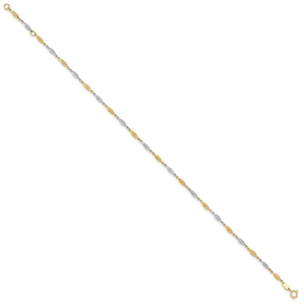 14K Two-tone Diamond-cut Infinity Link 10" Anklet
