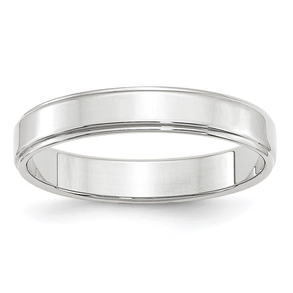 14k White Gold 4mm Flat with Step Edge Wedding Band Ring Size 6