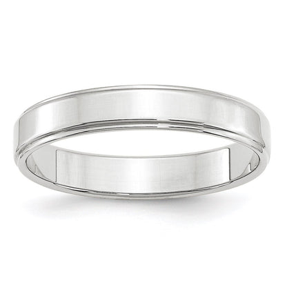 14k White Gold 4mm Flat with Step Edge Wedding Band Ring Size 6