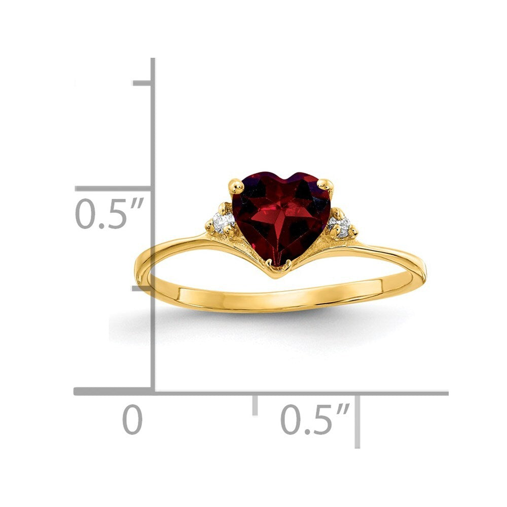 14K Yellow Gold 6mm Heart Garnet AA Diamond ring