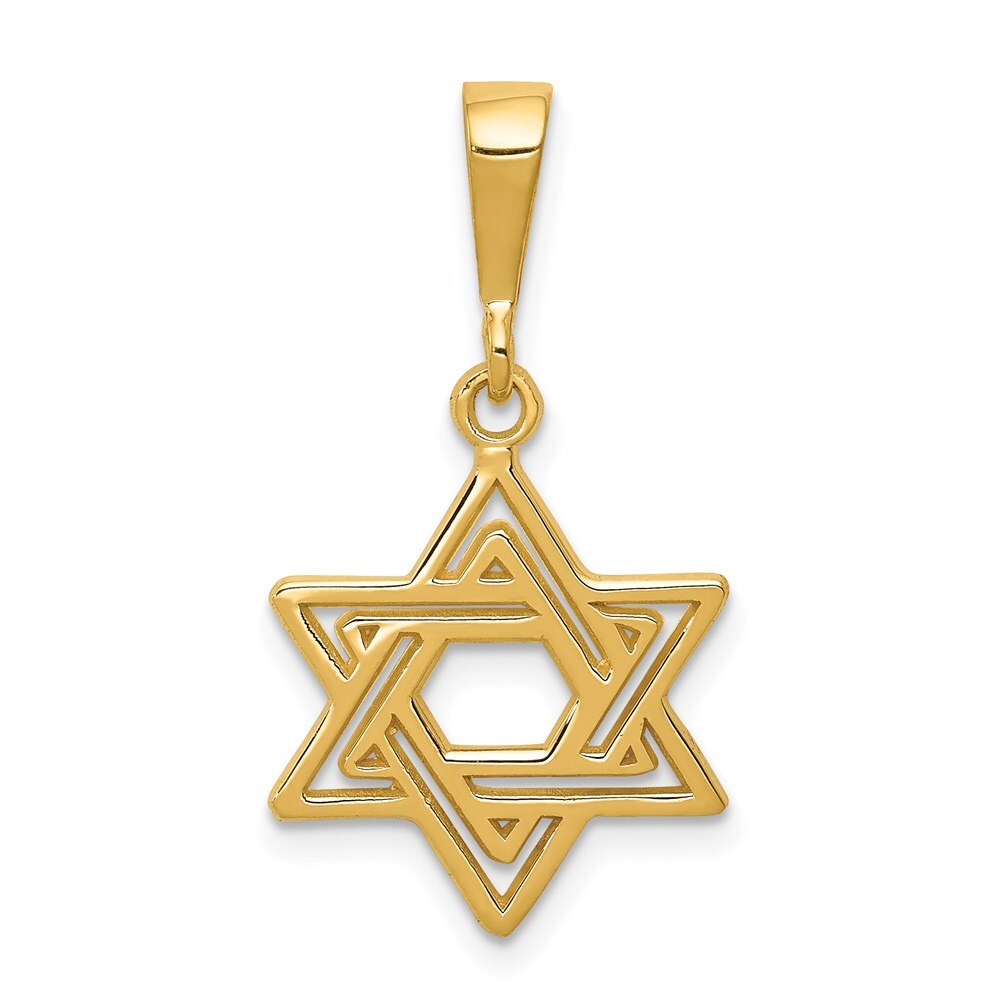 14k Yellow Gold Star of David Charm Pendant for Women