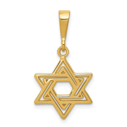14k Yellow Gold Star of David Charm Pendant for Women