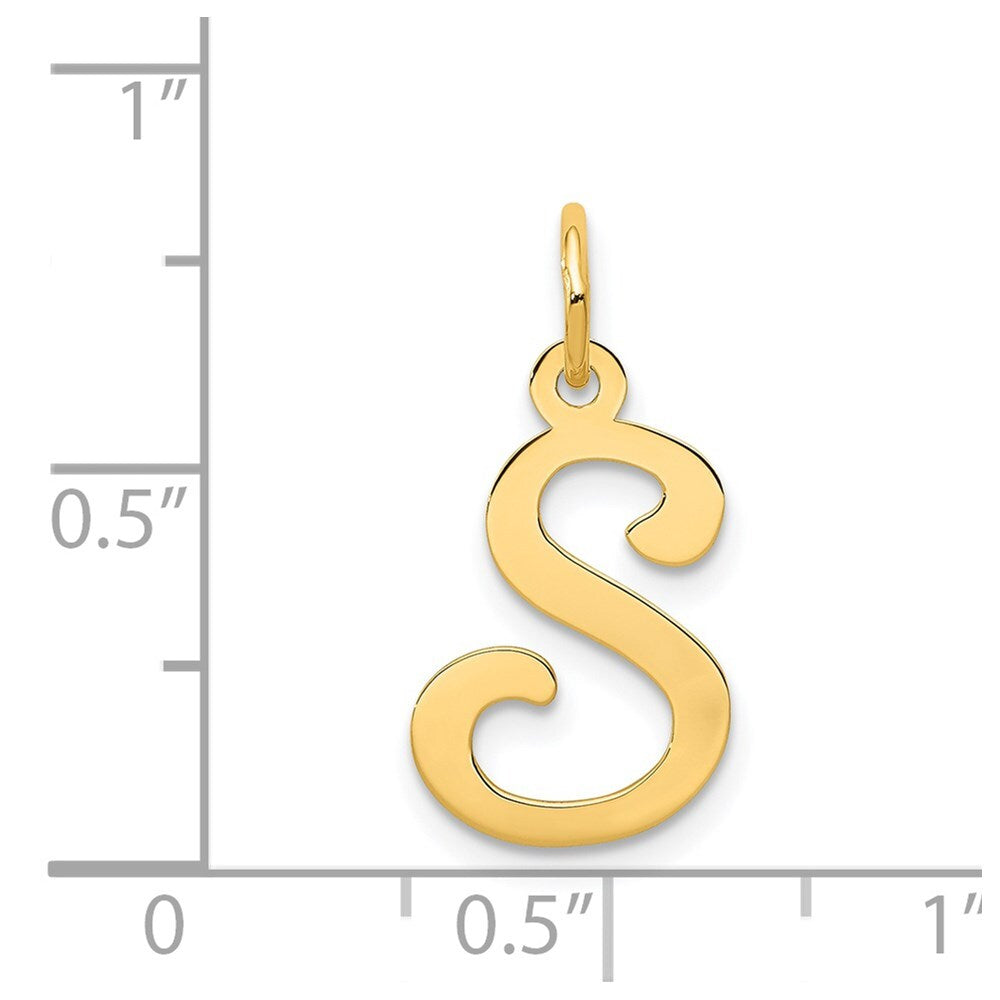 14k Yellow Gold Script Letter S Initial Charm Pendant for Women
