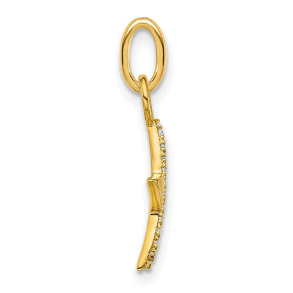 14k Yellow Gold Polished 1/15 carat Diamond Star Charm