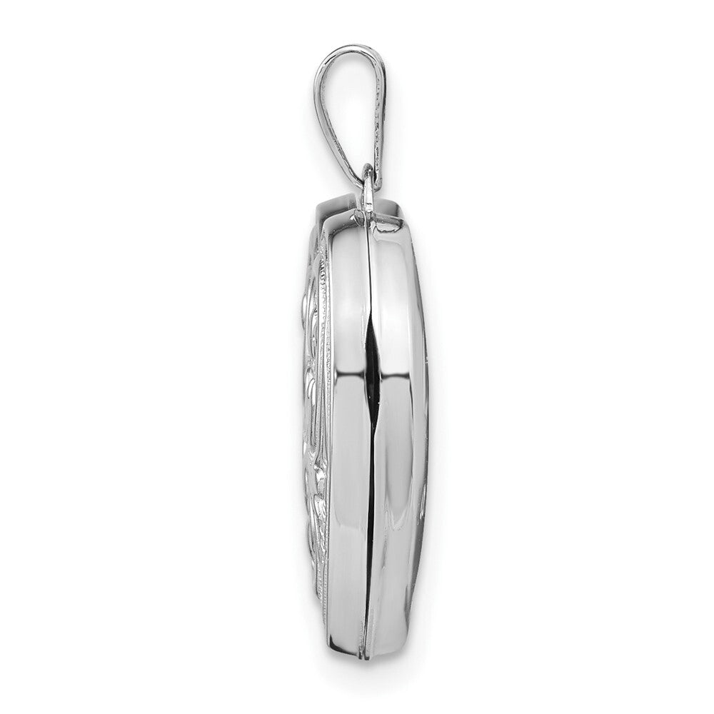 14k White Gold Scrolled Love You Always Heart Locket Pendant for Women