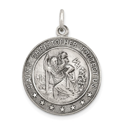Sterling Silver Antique St. Christopher Medal Pendant