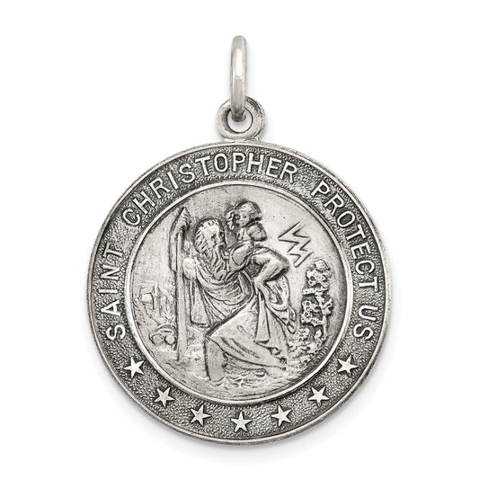 Sterling Silver Antique St. Christopher Medal Pendant