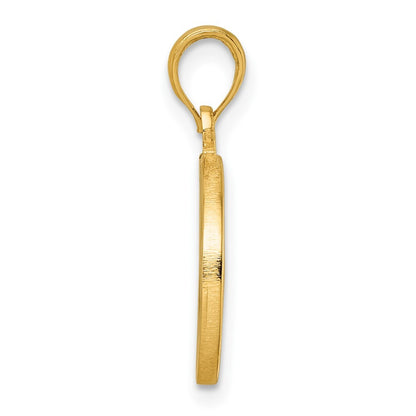14k Yellow Gold Polished Compass Pendant for Women