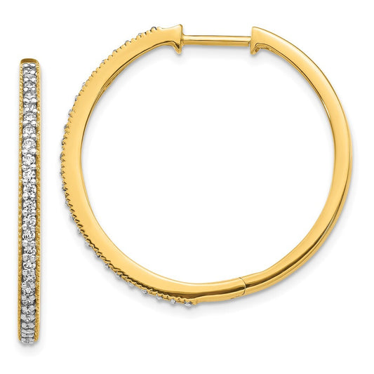 14k Yellow Gold Diamond Milgrain Hinged Hoop Earrings