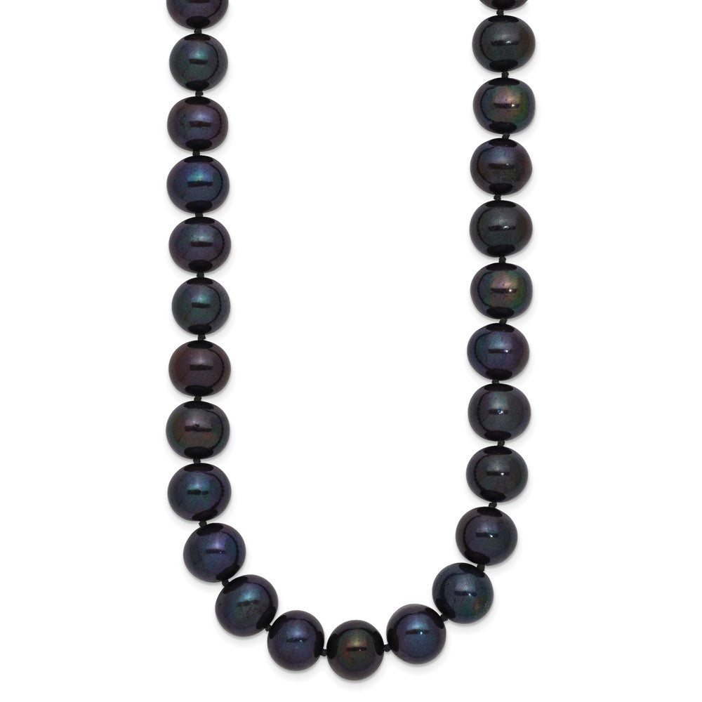14k White Gold 10-11mm Black Freshwater Cultured Pearl 18 inch Necklace