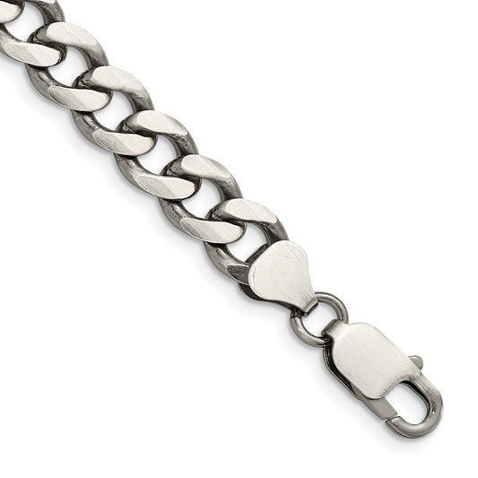 Sterling Silver Antiqued 8.3mm Curb Chain Bracelet