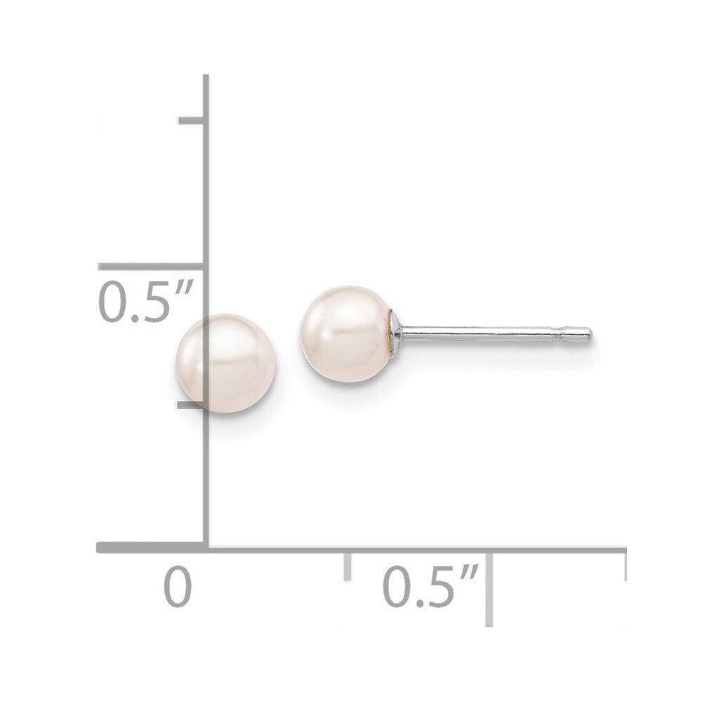 14k White Gold 4-5mm White Round Akoya Saltwater Cultured Pearl Stud Earrings