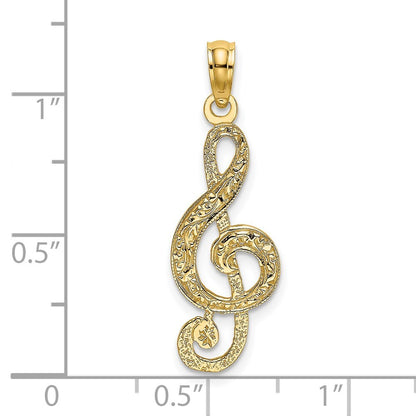 14k Yellow Gold Treble Clef Charm Pendant for Women