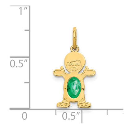 14k Yellow Gold Boy 6x4 Oval Genuine Emerald-May Pendant for Women